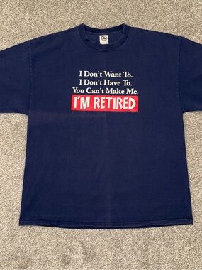 Delta Navy Short-Sleeve Graphic Tee with Red 'I'M RETIRED' Box